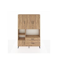 Arges Gardrop 7 Raflı 2 Çekmeceli 5 Kapaklı 132x30x195 Çam-Çam