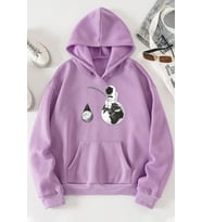 Unisex Uzay Temalı Baskılı Sweatshirt (Lila)