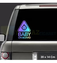 Gülen Bebek Arabada Bebek Var Hologram Araba Oto Sticker Etiket Renkli Çıkartma Aksesuar 20 x 14 Cm