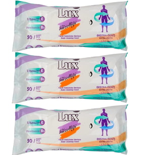 Lüx Hasta Vücut Temizleme Islak Mendil Havlu 50 Yaprak XL (3 Lü Set)
