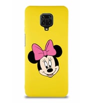 Xiaomi Redmi Note 9 Pro Soft Premier Kapak Minnie Mouse-C Tasarımlı Silikon Kılıf - Sarı (Şeffaf)