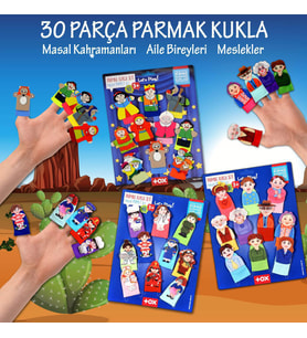 3 Set - 30 Parça Tox Masal Kahramanları, Aile Bireyleri ve Meslekler Parmak Kukla T225 T752 T762