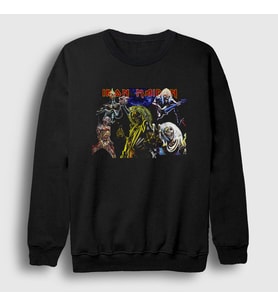 Presmono Unisex Siyah Band Iron Maiden Sweatshirt 85347tt