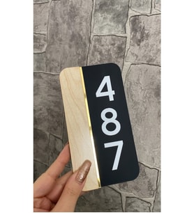 Meşe Serisi Siyah Mat Kapı Numarası