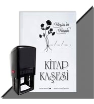 Kişiye Özel Çiçek Buketi 3 Tarihli Otomatik Kitap Kaşesi (Siyah)