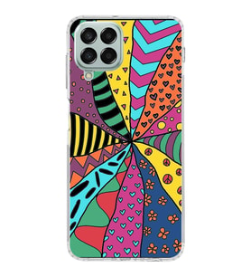 PrintiFy Samsung Galaxy M33 ile Uyumlu 1mm Slim Fit Retro Renkler 4 Baskılı Şeffaf  Kılıf