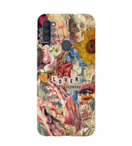Samsung Galaxy M21 Uyumlu Aesthetic Vintage Kolaj Desenli Şeffaf Telefon Kılıfı