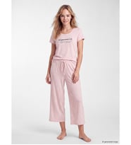 LCW DREAM Pembe Bisiklet Yaka Baskılı Kadın Kaprili Pijama Takımı