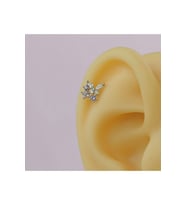 Çiçekli ve Kelebekli Mini Tragus Helix Piercing Kıkırdak Silver Renk HA (Çok Renkli)