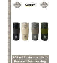 #Mug Seyahat Hastane Kamp Piknik Ofis Dijital Isı Göstergeli Mat Sızdırmaz 350 ml Paslanmaz Çelik D