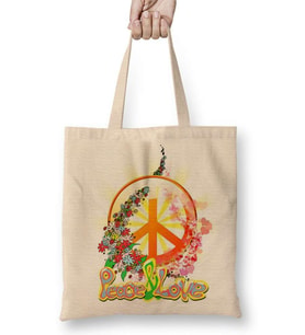 Peace Barış Sİmge Bez Çanta Uzun Saplı