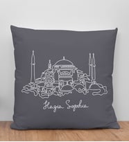 BK Gift Ayasofya Camii Tasarımlı Antrasit Kırlent Yastık, Arkadaşa Hediye, Ev Dekorasyonu, Ev Hediyesi-1
