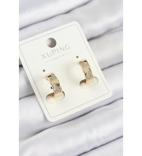 Xuping Zirkon Taşlı Desenli Halka Model Gold Renk Kadın Küpe - Tj-Bkp10851