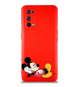 Realme 7 Pro Soft Premier Kapak Mickey Mouse-F Tasarımlı Silikon Kılıf - Kırmızı (Şeffaf)