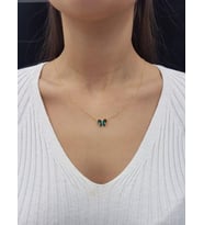 Kelebek Lazer Mine Geçişli 18K Altın Kaplama Minimal Kolye (Karışık)