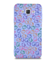 Samsung Galaxy J7 Core Uyumlu Lansman Kılıf Hello Kitty Tasarımlı İçi Kadife Kapak-Lila (Şeffaf)