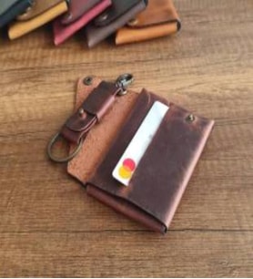Sumerian Minimalist Crazy Deri Cüzdan Tarçın(Anahtarlık Hediye)