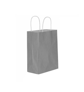 Kağıt Hediye Çantası Düz Renk Battal Boy 31X41 CM (25 Adet)  Gümüş