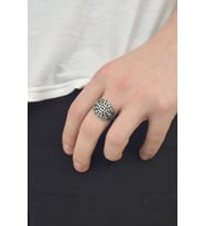 Erkek Antik Gümüş Geometrik Yüzük