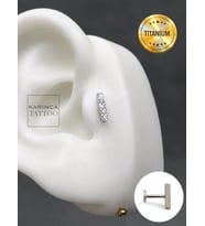 Baget Zirkon Taşlı Titanyum Piercing Premium Forward Helix Flat Conch Burun Kulak Tragus Küpe
