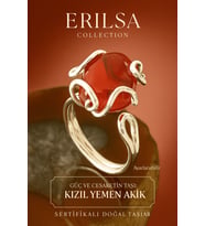 Sertifikalı Gümüş Rokoko Model Kızıl Yemen Akik Taşı Yüzük - Ayarlamalı (Çok Renkli)