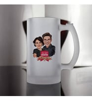 Kişiye Özel Sevgililer Günü Çiftleri Karikatürlü Bira Bardağı
