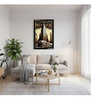 Retro Vintage New York Şehir Temalı Çerçeveli Tablo