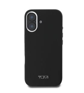 TUMI iPhone 16 Kılıf TUMI Orjinal Lisanslı M-safe Şarj Özellikli Metal Yazı Logolu PU Deri Kapak (Siyah)