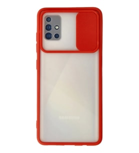 Newface Samsung Galaxy A71 Kılıf Palm Buzlu Kamera Sürgülü Silikon - Kırmızı