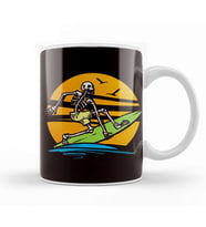 Skeleton Surfer Surfboard Surfing Water Sports Longboard Kupa Bardak Porselen