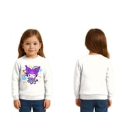 Unisex Kuromi Baskılı Çocuk Swaetshirt 3 İplik Şardonlu (Beyaz)