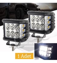 Off Road Led Lamba Beyaz-Beyaz Flaşlı Kare Sis Farı 45W 12 Led Metal Arazi Çalışma Lambası 1 Adet