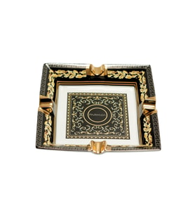 Parmida Siyah Gold Şeritli Desenli Dörtlü Porselen Puro Küllüğü - TR9713