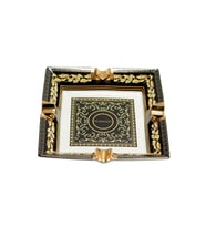 Parmida Siyah Gold Şeritli Desenli Dörtlü Porselen Puro Küllüğü - TR9713