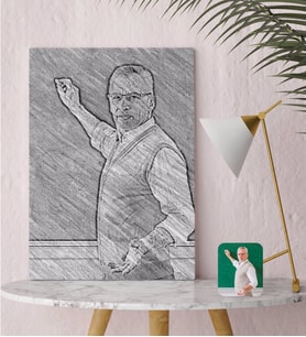 BK Gift Kişiye Özel Erkek Öğretmen Karakalem Tasarımlı Kanvas Tablo-1