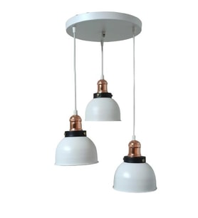Dylight Retro Metal Beyaz 3 Lü Bakır Duylu Dekoratif Rustik Sarkıt Avize Çap:30 Cm