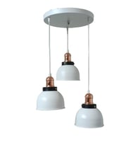 Dylight Retro Metal Beyaz 3 Lü Bakır Duylu Dekoratif Rustik Sarkıt Avize Çap:30 Cm