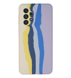 Pilelistore   Samsung Galaxy A53 5G Kılıf Ebruli Lansman Silikon - Sarı-Lila