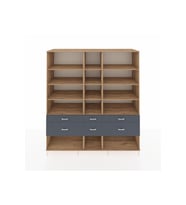 Kronos Dolap 12 Raflı 6 Çekmeceli  220x59x243 Çam-Çam/Antrasit
