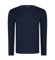 T8587 DEWBERRY V YAKA ERKEK UZUN KOL T-SHIRT-DÜZ LACİVERT