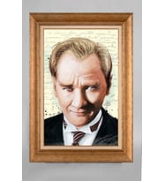 Altın Varaklı Paspartulu Çerçeveli Atatürk Tablo sd332
