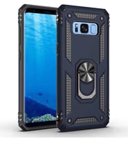 Galaxy S8 Kılıf Zore Vega Yüzüklü Standlı Zırh Kılıf (Mavi)