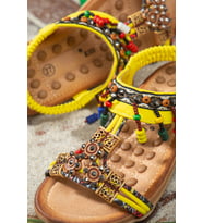 Khayt Alice Anatomik Fashion Taşlı Çocuk Sandalet (Sarı)