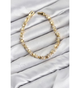CM Yıldız Model Zirkon Taşlı VIP Seri Gold Renk Pirinç Kadın Bileklik TJ-BB8608