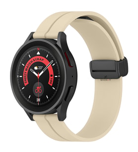 Huawei Watch GT3 Elite-Active 46mm-GT3 Pro-GT3 Se 22mm Uyumlu Coastal Manyetik Tokalı Silikon Kordon (Krem)