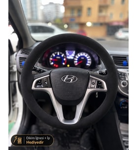 Hyundai i20 Direksiyon Kılıfı Alcantara Süet Monza Black Serisi Siyah 2012-2014