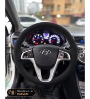 Hyundai i20 Direksiyon Kılıfı Alcantara Süet Monza Black Serisi Siyah 2012-2014