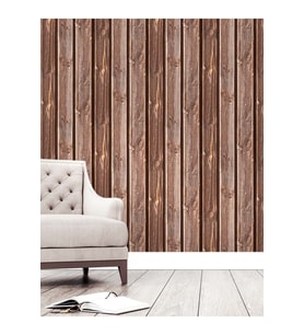 Dreamwall Doğal Ahşap Desenli Isı Ve Ses Yalıtımlı Sağlıklı Tekstil Duvar Kağıdı (Kahverengi)
