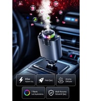 C7 5in1 45W Hızlı Şarj Cihazı Oto Parfüm Difüzör Makaralı Kablo Type-C Lightning RGB Yıldız Çakmaklık