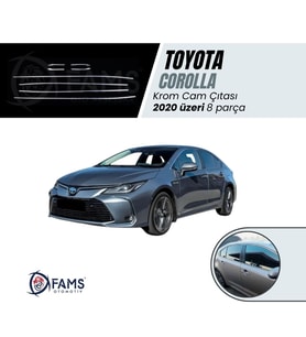 Toyota Corolla Uyumlu 2020 üzeri Krom Cam Çıtası 8 Parça Paslanmaz Çelik